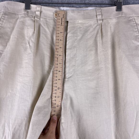 Inserch 100% Linen Pants Mens 38x30 Cream Pleated Front Trousers Coastal - Picture 5 of 13